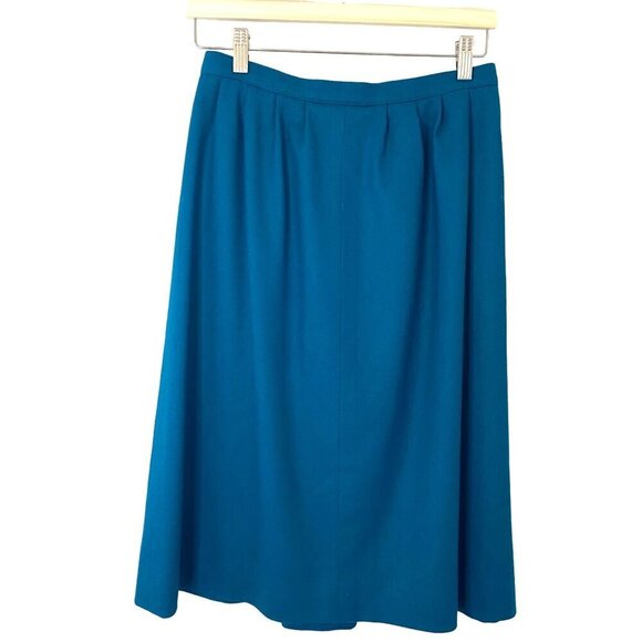 Pendleton 100% Virgin‎ Wool Skirt in Dark Treal Sz 12P Vintage Academia Career - Picture 2 of 12